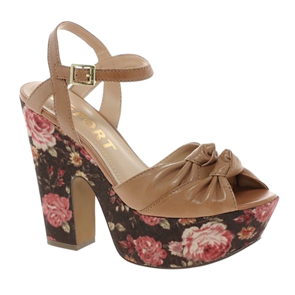 REPORT 70s Style Ray Floral Tapestry Platform Sandals